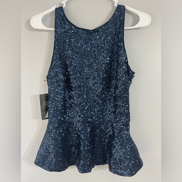 NWT Trafaluc Zara blue peplum sequin top size large - Picture 4 of 9